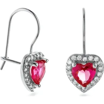 Náušnice Stříbrné visací náušnice Srdíčko se zirkony AJNS0047 Again Jewelry