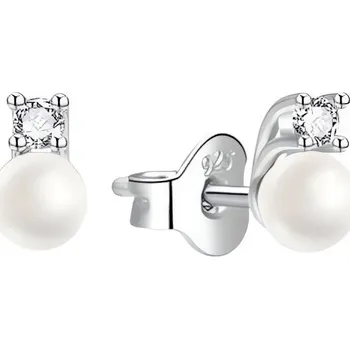 Náušnice Drobné stříbrné náušnice s perlou a zirkony AGT-E241PW-P4 Agato