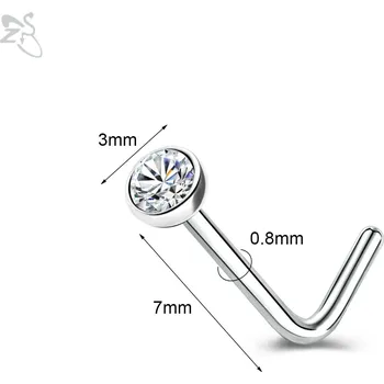 Piercing Ocelový piercing do nosu s krystaly | šperk - Styl 1 SRWH , 20G (0,8 mm)