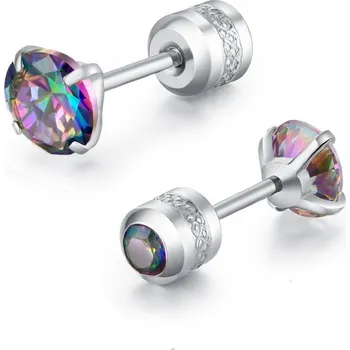 Náušnice Elegantní ocelové náušnice se zirkonem | šperk 2 ks - A-Stříbrná barevná , 2mm