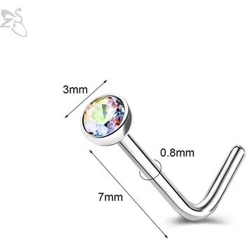 Piercing Ocelový piercing do nosu s krystaly | šperk - Styl 1 SRAB , 20G (0,8 mm)