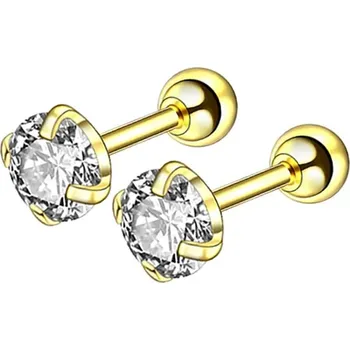 Náušnice Elegantní ocelové náušnice se zirkonem | šperk 2 ks - D-zlato bílá , 2mm