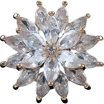 Brož Blyštivá květinová brož Gold Troli