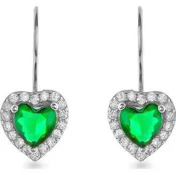 Náušnice Stříbrné visací náušnice Srdíčko se zirkony AJNS0048 Again Jewelry