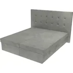 Manželská postel Sofie s čelem s vtahy a úložným prostorem - Světle šedá, 160 x 200 cm, Bez navýšení, Molitanová 12 cm