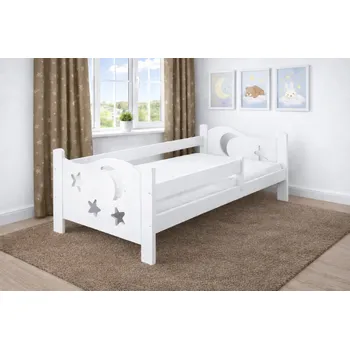 Dětská postel Postel BOHOUŠEK z masivu borovice 180/80 cm - BÍLÁ + rošt ZDARMA