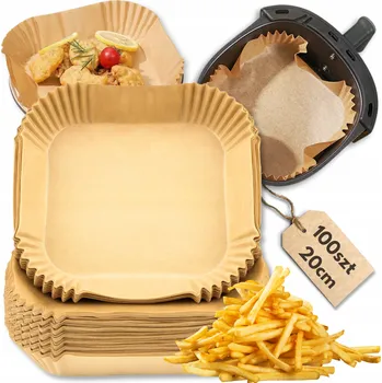 Jednorázové nádobí Papírové tácky/vložky do horkovzdušné fritézy Air Fryer hnědá 100 ks