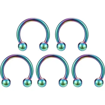 Piercing Ocelový piercing do rtu a nosu | tělový šperk - Barevné 5 ks , 1,2 x 8 mm