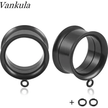 Piercing Ocelové módní tunely do uší | piercing šperky 2 ks - černý , 14mm