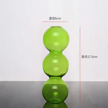 Váza Skleněná váza nordic styl | dekorace - Zelená - výška 16 cm