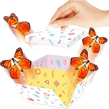 Létající motýlí dárková krabička | dárkový box, party dekorace - A , 12,5x12,5x12cm