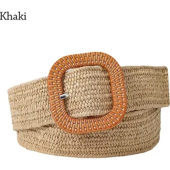 Opasek Stylový pletený dámský pásek | módní doplněk - Khaki