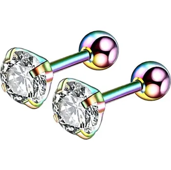 Náušnice Elegantní ocelové náušnice se zirkonem | šperk 2 ks - D-Barevná bílá , 4mm