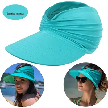 Klobouk Letní dámský klobouk sluneční clona plážová | plážový doplněk - achátově zelený , jedna velikost