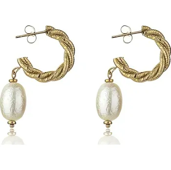 Náušnice Pozlacené náušnice s umělou perlou Grace White Earrings MCE23005G Marc Malone