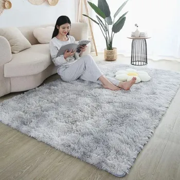 Koberec Měkoučký duhový dětský koberec do pokoje | bytový textil - Světle šedá s batikovaným vzorem , 120X160CM