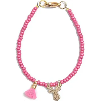 Šperk Fuchsiový korálkový mini náramek s jelínkem Deers