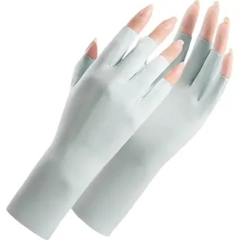 Rukavice Bezprsté letní rukavice z jemného hedvábí | módní doplňky 2 ks - Světle šedá