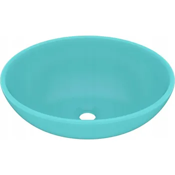 Umyvadlo Oválné matné keramické umyvadlo světle zeleň 400 x 330 x 135 mm