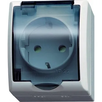 Elektrická zásuvka JEDNODUCHÁ ZÁSUVKA S UZEMNĚNÍM SCHUKO OSPEL FALA GNH-1HSP/00/D BÍLÁ, PRŮHLEDNÝ KRYT