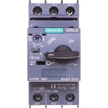 Elektroinstalační materiál Siemens 3RV2011-1EA10 výkonový vypínač 1 ks Rozsah nastavení (proud): 2.8 - 4 A Spínací napětí (max.): 690 V/AC (š x v x