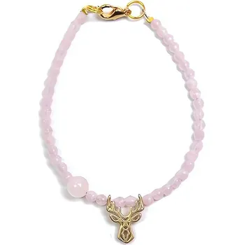 Šperk Světle růžový korálkový mini náramek s růženínem Deers