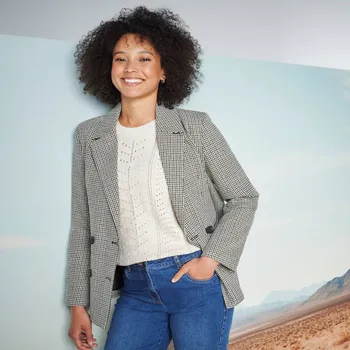 Dámské sako Sako s pepito vzorem béžová/čokoládová 42