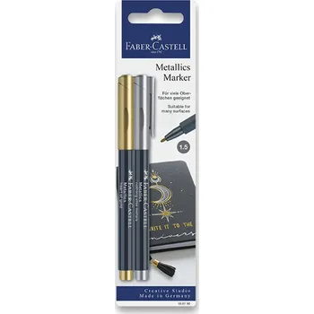 Popisovače Faber-Castell Metallics 2ks zlatý/stříbrný