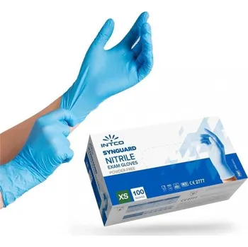 Vyšetřovací rukavice INTCO Nitrilové jednorázové modré vyšetřovací rukavice XS (5-6), 100ks