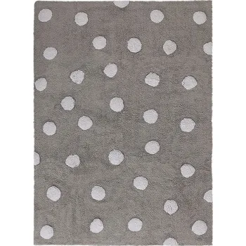 Přírodní koberec, ručně tkaný Polka Dots Grey-White - doprava zdarma