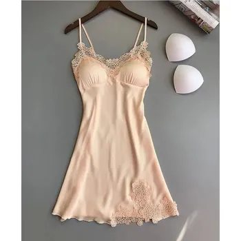 Dámské noční prádlo Saténová noční košilka - meruňková,XL