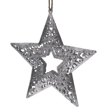 Vánoční dekorace Závěsná dekorace Hvězda stříbrná