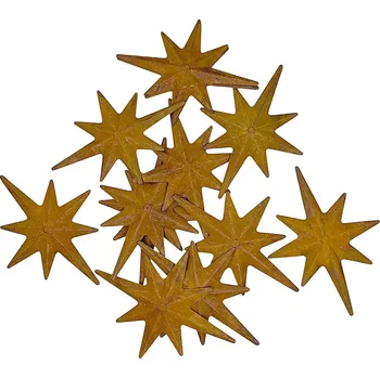 Vánoční dekorace FLOWERIO Kovové rezavé ozdoby - hvězdy 8-cípé 12ks 9,5cm