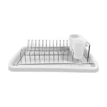 Podlahový mycí stroj Odkapávač nádobí chrom s podnosem 43x23x12cm bílá MEYERHOFF