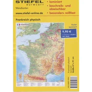 Stiefel Wandkarte Frankreich physisch