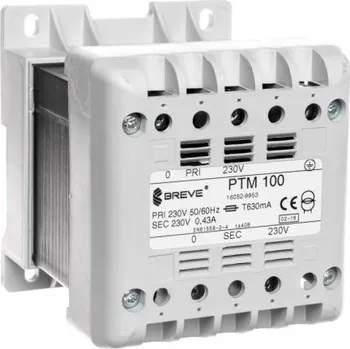 Transformátor PTM 100 230/230V Oddělovací transformátor T-35