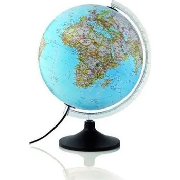 National Geographic Carbon Classic Leuchtglobus, metallverstärkter Kunstsofffuß u. transparenter Kunststoffmeridian
