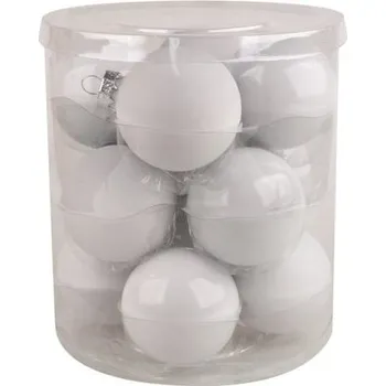 Vánoční ozdoba Sada 3598 skleněných baněk bílých 5,7 cm, 12ks