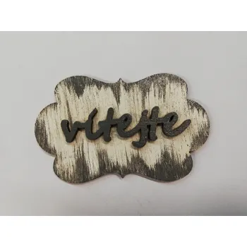 Dřevěná dekorace bílá se šedou patinou 8 x 5 cm - VÍTEJTE č.2