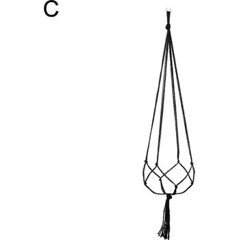 Závěsný ručně pletený obal na květináč | Závěsné macrame - černá