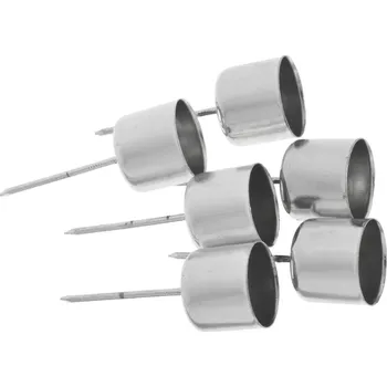 Vánoční dekorace FLOWERIO Bodce - zapichovací podstavce na vysoké kónické svíčky 6ks - lesklé stříbrné