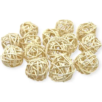 umělá květina FLOWERIO Ratanové kuličky 4cm 14ks - bělené krémové