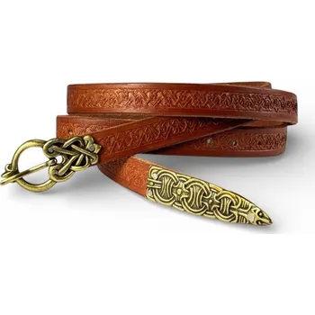 Opasek Drakkaria BORRE vikinský opasek zdobený, hnědý