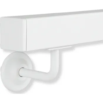 Zábradlí Schodišťové madlo BÍLÉ Nástěnné ČTVERCOVÉ Ocel Zábradlí Schody 110cm