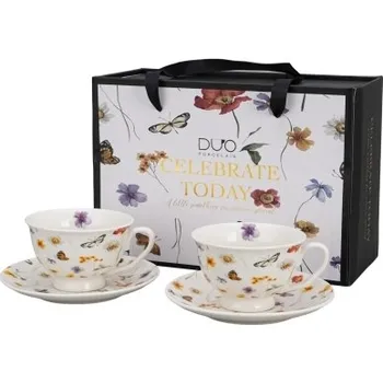 Sada 2 porcelánových hrnků s podšálky MARGARET 250 ml