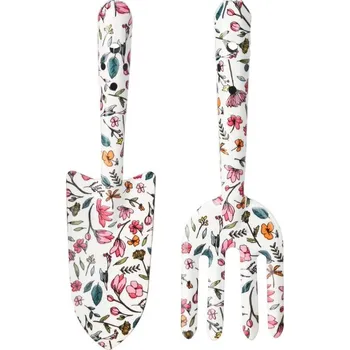 Zahradní dekorace Sada zahradního nářadí s květinovým designem – 2 ks, bílá