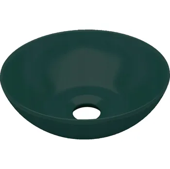 Kulaté umyvadlo na desku tmavě zelené 280 x 100 mm keramické