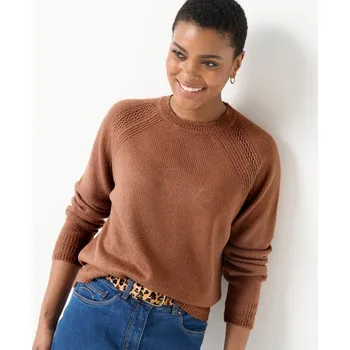 Dámský svetr Pulovr s kulatým výstřihem, jemný na dotek čokoládová 54