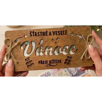 Obálka Ahome Vánoční dřevěná obálka na peníze 19 x 9 cm 1 ks