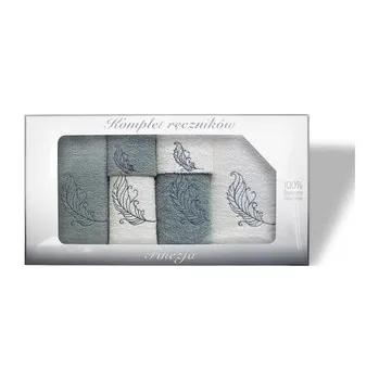 Sprchový závěs RĘCZNIK KPL.FINEZJA 6 SZT/2x30X50+2x50X90+2x70X140/ FROTTE KREM/ZIELONY